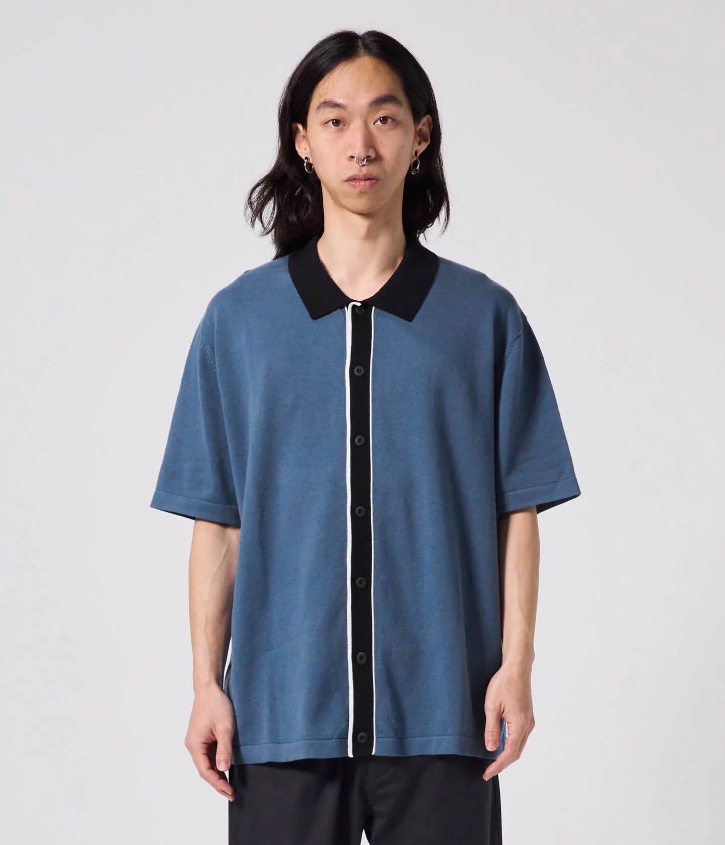 MARILYN SS KNIT SHIRT // STEEL