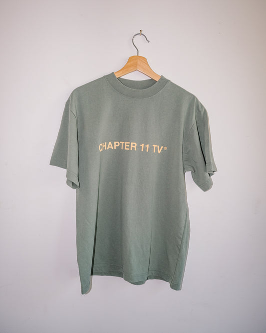Script Tee - Washed Green