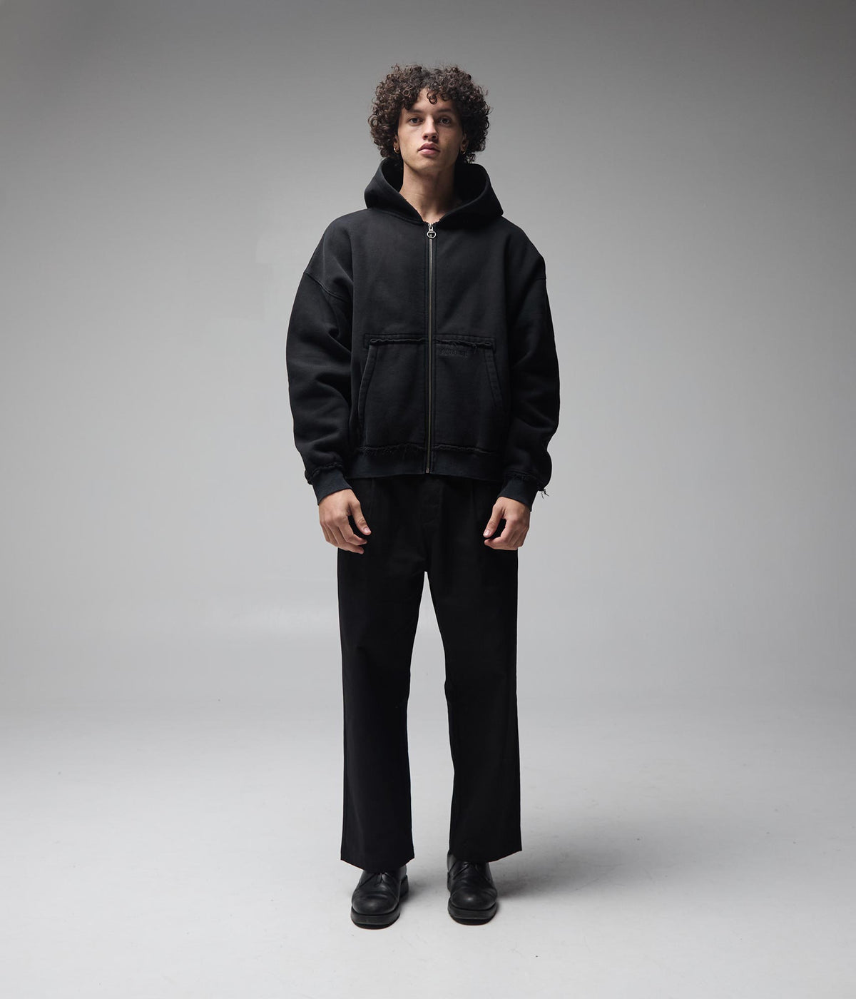 FORMER Alleviate Boxy Zip Hood in WASHED BLACK - Pending Approval Collection