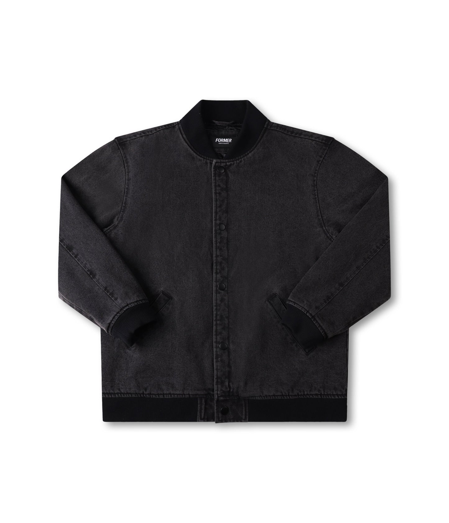 AG VARSITY JACKET // BLACK DENIM