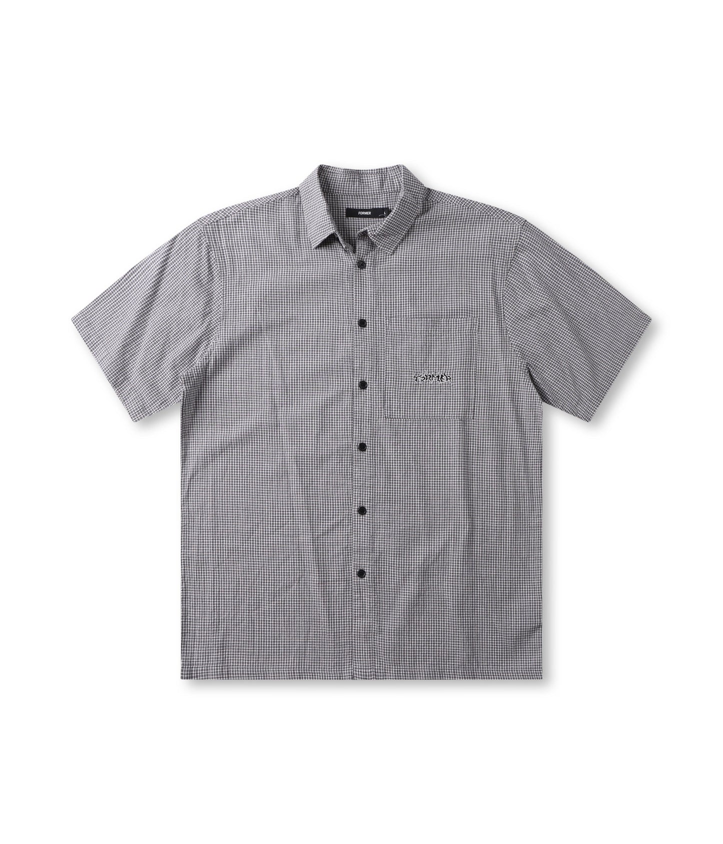 VIVIAN CHECK SS SHIRT // BLACK