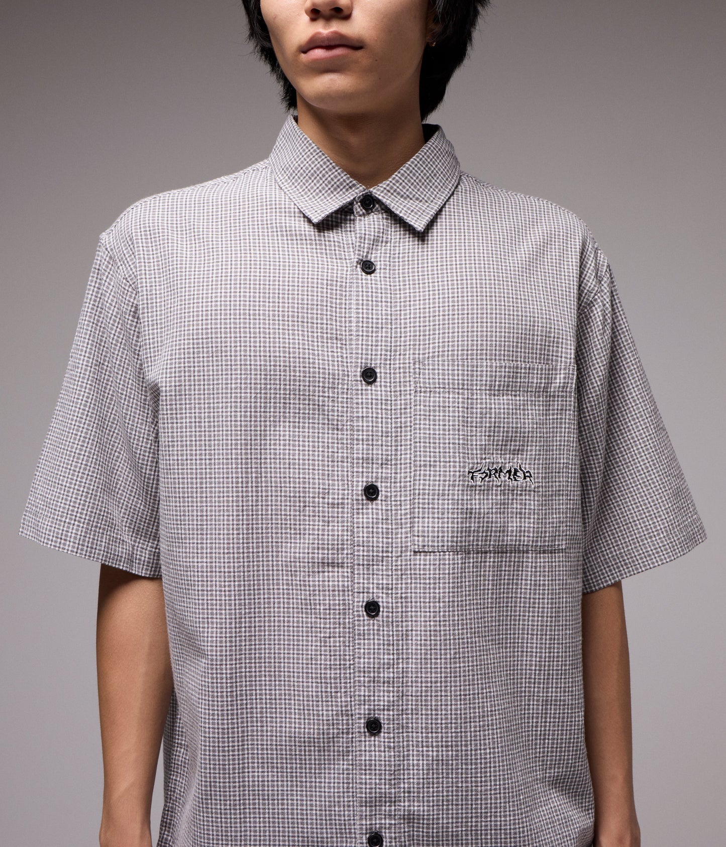 VIVIAN CHECK SS SHIRT // BLACK