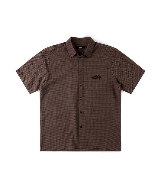 FORMER Vivian Check SS Shirt in BROWN
