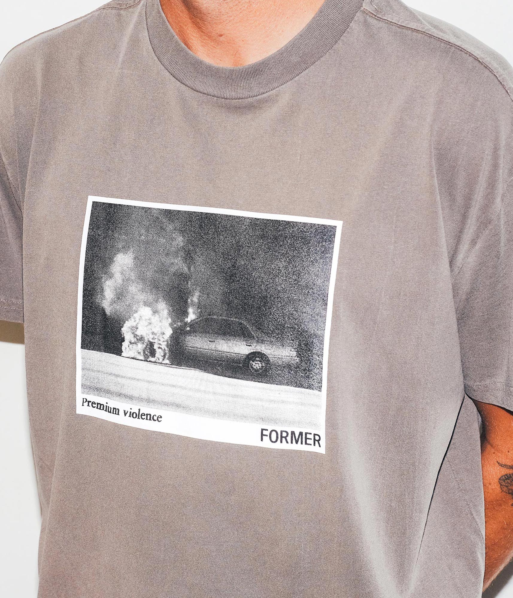 FORMER Ignite Boxy T-shirt in WASHED BROWN - Destroyed By Dane Collection