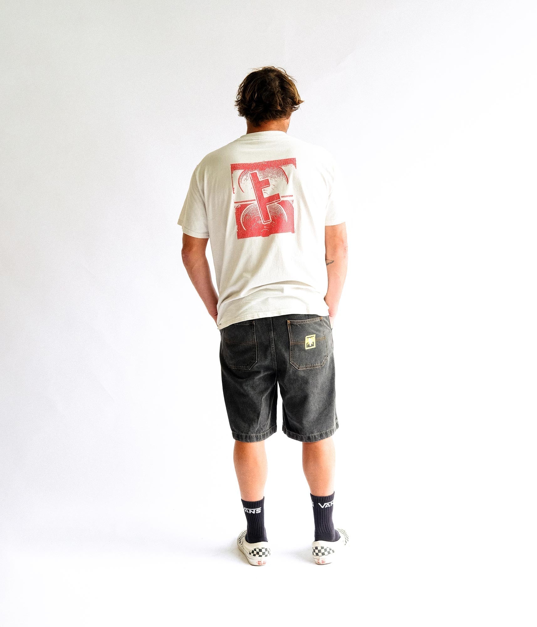 FORMER Slant F Crux T-shirt in BONE - Destroyed By Dane Collection
