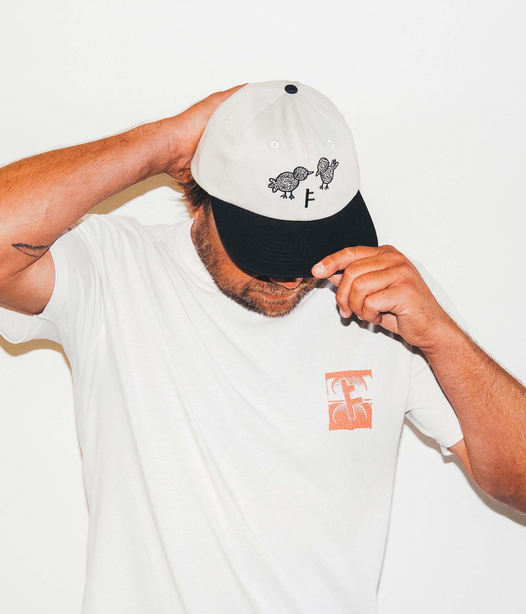 FORMER Slant F Crux T-shirt in BONE - Destroyed By Dane Collection
