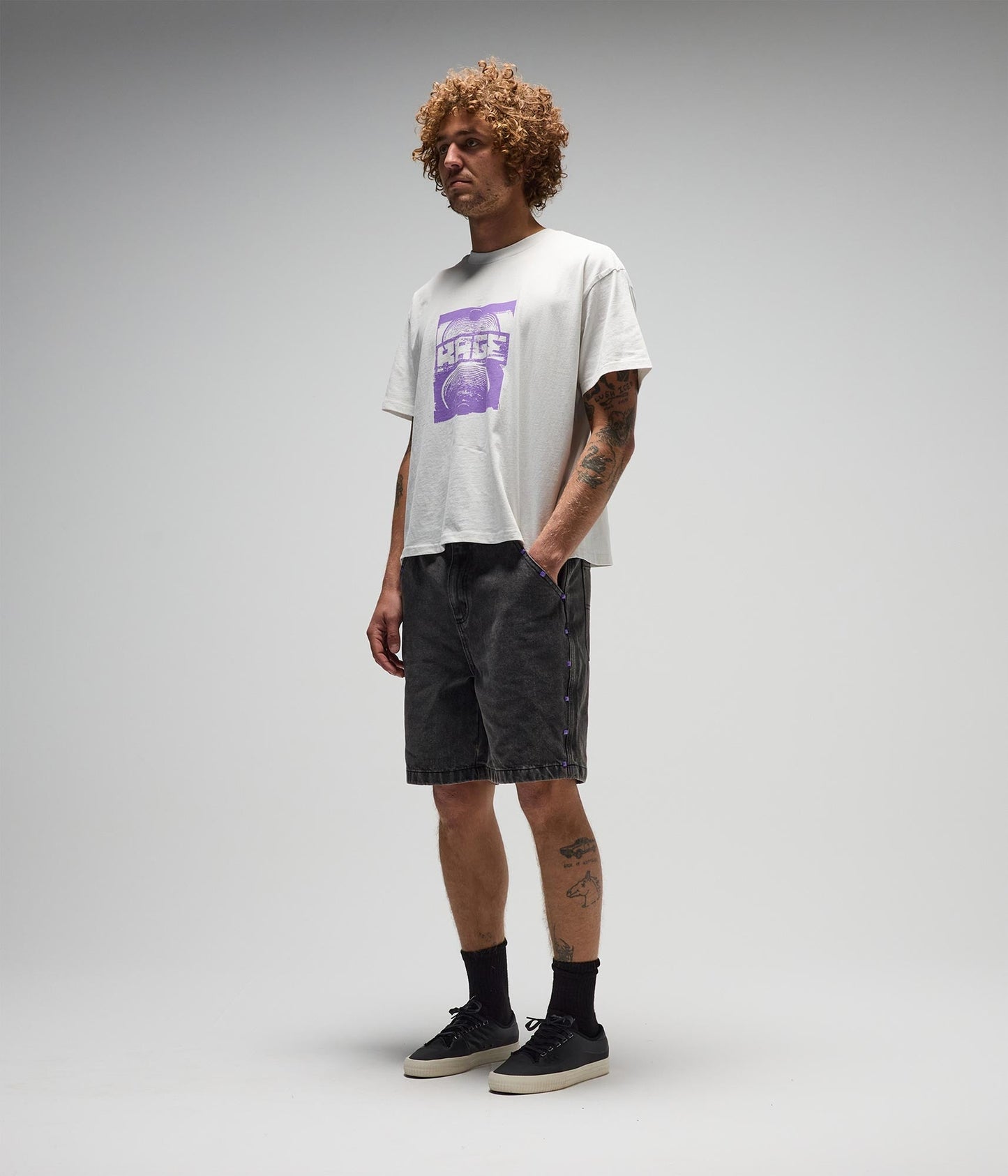 FORMER Studded Denim 21" Walkshort in Washed Black - FORMER x RAGE Collection