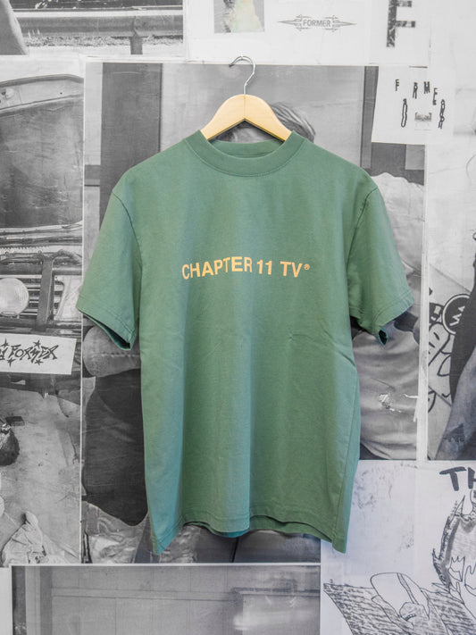 Script Tee - Washed Green